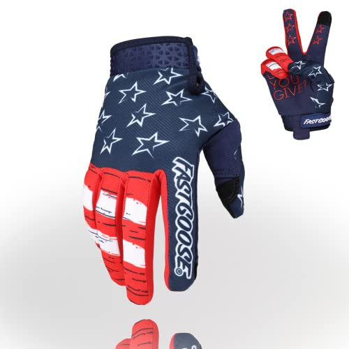 FASTGOOSE Motorcycle Gloves - Breathable Lightweight Off-Road Gloves for Men & Women, ATV BMX MTB Racing (Blue/Red, Medium)
