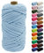 Uiopa Macrame Cord 5mm x 90m, Thick Macrame Rope 8-Strand Braided Cotton Rope, Light Blue Cotton Cord for Plant Hangers, Wall Hanging, Dream Catcher, Garden, DIY Projects