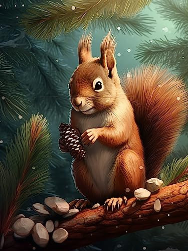 Bimkole DIY 5D Diamond Painting Zubehör Eichhörnchen, Tier Diamant Malerei Kit Voll Runde Bohrer Malen nach Zahlen Malerei Stickerei Kreuzstich Diamond Dekoration 30X40cm