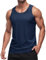 MAGCOMSEN Herren Leicht Achselshirt Sommer Tank Top Stringer Fitnessshirt Herren Quick Dry Atmungsaktiv Shirt für Wandern Laufen Rundhals Casual T-Shirt Dunkelblau L