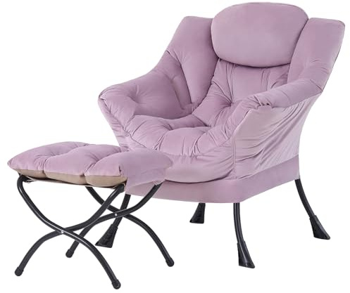 Tiita Faulsessel mit Hocker, Moderner großer Akzent-Loungesessel, Freizeit-Sofasessel mit Hocker, Lesesessel mit Fußstütze für Schlafzimmer, Wohnzimmer, Studentenwohnheime, Garten und Hof