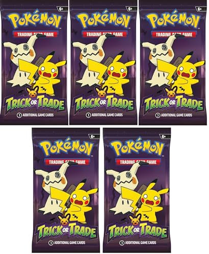 Pokemon 5 Trick or Trade Booster 2023 Booster Sammelkarten | ENGLISCH | Sonder Halloween Serie | + Arkero-G 10 Soft Card Sleeves