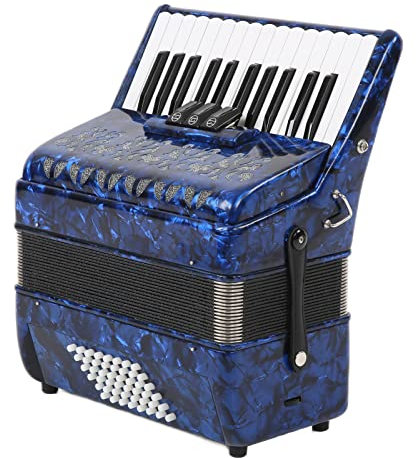 Akkordeon, 26 Tasten, 48 Bässe, Professionelles Zelluloid-Akkordeon mit Verstellbaren Riemen, Klaviertastatur-Akkordeon-Musikinstrument für Bühnenauftritte (Marineblau)