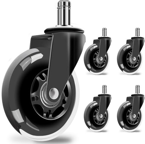 Office Chair Wheels, Set of 5 Chair Casters Replacement, 11mmx22mm Universal Swivel Office Caster Wheels for Office Home Game Computer Chairs, Quiet Office Chair Casters for All Floor(5PCS)