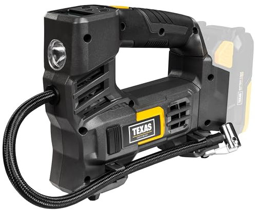 TEXAS IFX 2000 Akku-Kompressor (20 Volt Akkutechnik, 10 bar Betriebsdruck, digitales Display mit 4 wählbaren Druckeinheiten, Ballnadel, Fahrradventiladapter, ohne Akku und Ladegerät) schwarz, 90063293