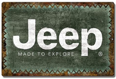 Jeep-Metall-Wandschild – Made to Explore Logo, 29,2 x 19,1 cm, lizenziert und authentisch