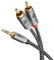goobay 65284 Cable auxiliar estéreo RCA a jack 3,5 de 0,5 m/cable auxiliar de audio HiFi para smartphone; consola; sistema/revestimiento textil/chapado en oro