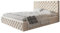 AlpiMeble Polsterbett Miami Slim mit Kopfteil, 120 x 200 cm, Doppelbett mit Bettkasten und Lattenrost aus Holz, Farbe: Beige, Velourestoff