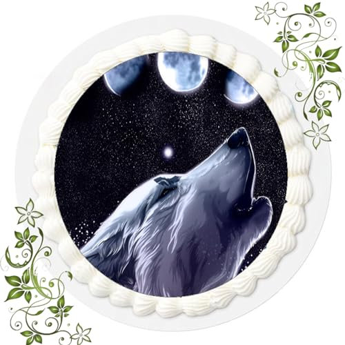 FONDANT Tortenbild, Zuckerbild mit Motiv, Essbares Foto für Torten, Tortenbild, Tortenaufleger Ø 20cm FONDANT Wolf Nr. 6