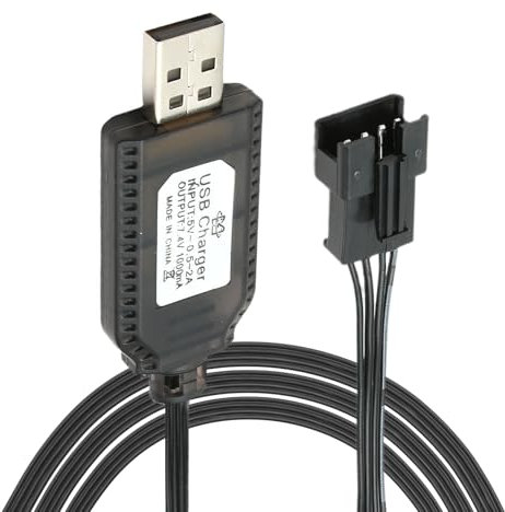 JINSIHU Universal USB Ladekabel Mit SM-4P Stecker für 2S 7,4V LiPo Akku - RC Ladegerät Kompatibel Mit Auto, Boot, Flugzeug und Andere Ferngesteuerte Spielzeuge