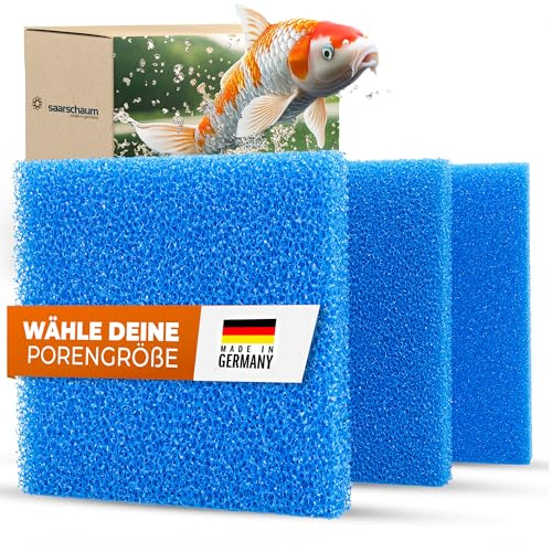 saarschaum • Filtermaterial für Aquarium & Teichfilter • Filterschwamm für gesunde Fische & Pflanzen • Filtermatten • Filterschaum • PPI30 (fein) • 25x25x5 cm