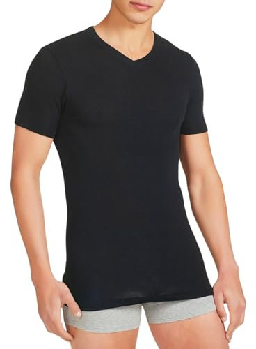 Liabel 3 Pz Maglietta Uomo Intima Cotone 100% ComfortFit | Morbidezza e Traspirabilità | T Shirt Uomo Ideale per Tutte Le attività (IT, Testo, L, Regular, Regular, 2Nere 1Blu - Scollo a V)