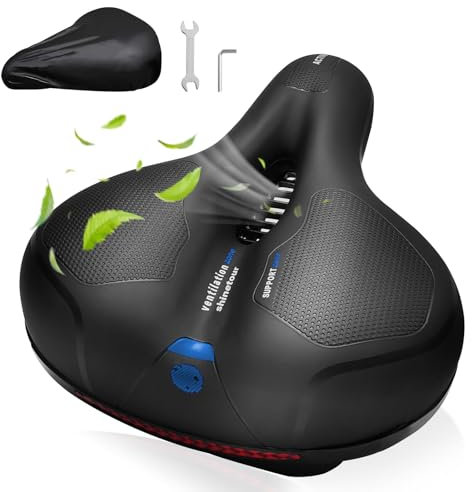 SUNMEG Fahrradsitzkissen Komfort für Herren und Damen, breiter Fahrradsattel-Ersatz mit doppeltem stoßdämpfendem Ball-Memory-Schaum, gepolstert für Peloton-Fahrrad & Fahrrad