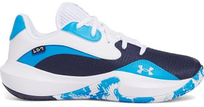 Under Armour Mens Ua Lockdown 7 Low Basketball Trainers Shoes, Midnight Navy Electric Blue White, 40 EU