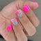 Calkrer Lot de 24 faux ongles courts carrés à presser avec motif floral rose bleu clair vernis mignons réutilisables avec colle