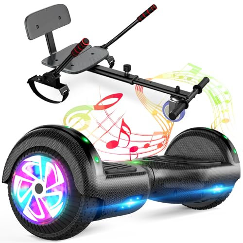 SISIGAD 6,5 Pouces Hoverboards avec Hoverkart ,Bluetooth et Lumières Led,cadeaux idéaux pour les enfants