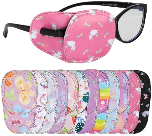 HIFOT 12 pièces cache oeil enfant,cache oeil medical Pour amblyopie orthoptiste cache oeil enfant orthoptique, cache-œil couvre Lunettes Eye Patches pour fille