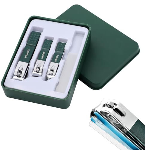 4 PCS Nail Clippers Set for Men, Steel Removable Finger Toe Nail Clippers with Catcher Anti-Splash Nail Cutter Set, Portable Fingernail Clippers Edge Nail Trimmer for Women, Travel, Home