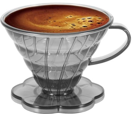 Miawtro Coffee Filter, PS Material Smoky Gray V60 Tapered Design Coffee Strainer,Reusable Pour Over Coffee Maker for 1 to 2 Cups of Brewing (Small)