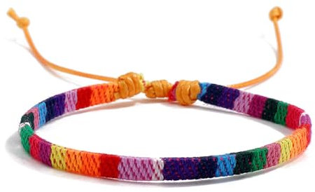TRIPLE K&S Surfer armband Herren & Damen • 100% Wasserfest & Handmade • Perlen-Armband Boho Stoff-Armband • Hippie Sommer Strand-Schmuck (Purple & Orange Stripes)