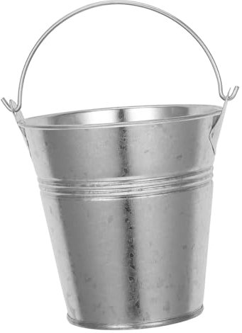 TOPBATHY Seau en MéTal Galvanisé 16.5cm Profondeur, Petit Pot De Fleur Argenté, Pot De Plante avec PoignéE, Vase pour Arrangement Floral, Seau De Rangement