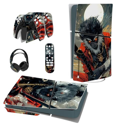 PlayVital Full Set Skin Sticker für ps5 Slim Konsole Disc Edition | Vinyl Aufkleber, Schutzfolie Folie für PS5 Controller, Ladestation, Headset & Medienfernbedienung, Fallen Wukong