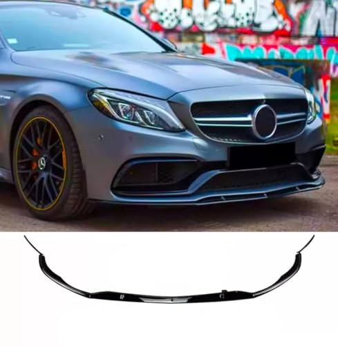 For Auto Perfectionists UK Front Splitter Spoiler Compatible With Mercedes C Class C63 AMG 2015-2022 ABS Gloss Black
