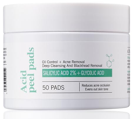 2% Salicylic Acid & Glycolic Acid Face Pads – Dual-Texture Exfoliating AHA/BHA Pads for Acne-Prone Skin, Blemish Control, Pore Cleansing & Oil Reduction – Gentle Toner Pads (Pack of 50)