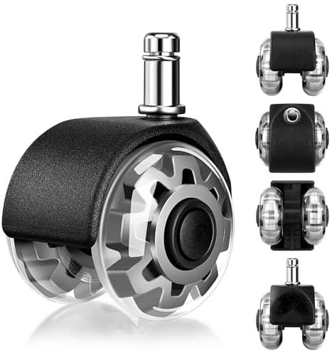 Mexgcom Bürostuhl Rollen 5er Set, 11 x 22MM Rollen für Bürostuhl-Räder, 360°Rotatable, Quiet and Without Scratches, Schreibtischstuhl Rollen für Hard Floors, Parkettböden, Teppich