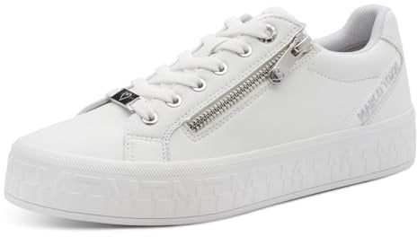 Marco Tozzi Damen Sneaker Schnürung und Reißverschluss Schlicht, weiß (White), 38 EU