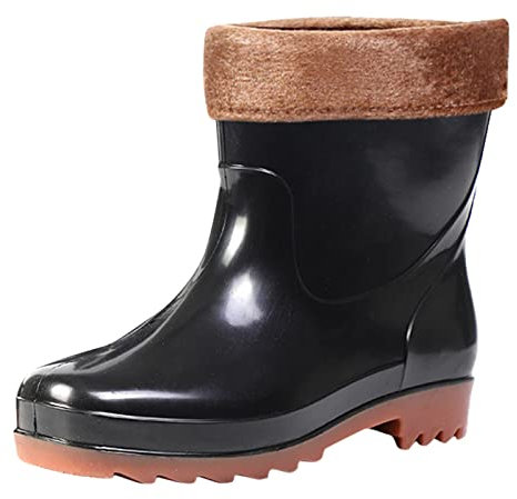 Stivali di gomma da uomo, a mezza altezza, imbottiti, impermeabili, da giardino, da lavoro, da lavoro, da pesca, da pesca, marrone, 39 EU