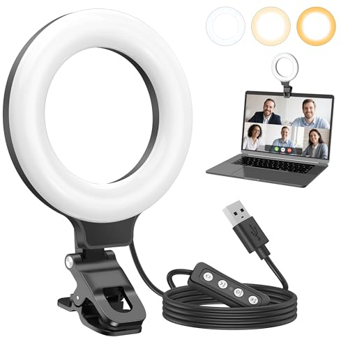 Anautin Clip-On Ring Light-360°Adjustable,Portable LED Video Conference Lighting for Monitor,Laptop & Desktop Computer,Streaming Light for Zoom Meetings, Selfie Makeup, Video Calls (USB Powered)