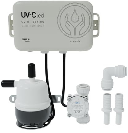 WM aquatec UV-8 safe | Chemiefreie UV-C LED Wasserdesinfektion, mit Funktionsüberwachung, Meldeeinheit & Durchflusssensor | Ideal für Camping & Caravaning | für Camping & Caravaning