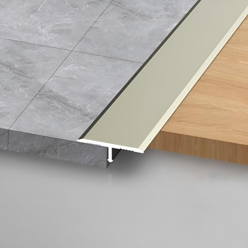 T-Profil Aluminium Übergangsleiste Boden Wasserdicht,Übergangsleiste Boden Wasserdicht,für Tür, Schwelle, Übergang Zwischen Fliesen Und Laminat Planken(Champagne,0.6x100cm)