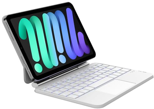 Aioopro Custodia con tastiera per iPad mini 7/6 (8,3 pollici, 2024/2021), tastiera wireless in stile magico con trackpad intelligente, retroilluminazione a 7 colori, per iPad mini di 7a e 6a