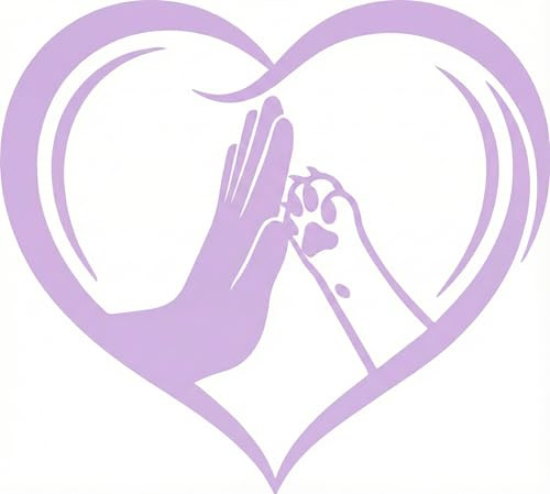 Wandtattoo Katze Hand & Pfote im Herz| Wandaufkleber für Wohnzimmer Deko |wandtattoo kinderzimmer mädchen| Tierliebe & Haustier Erinnerung | Geschenk für Katzenliebhaber|wandsticker (Lila, 20 cm)