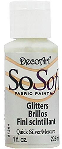 DecoArt Sosoft Fabric Paint, Glitter Quick Silver