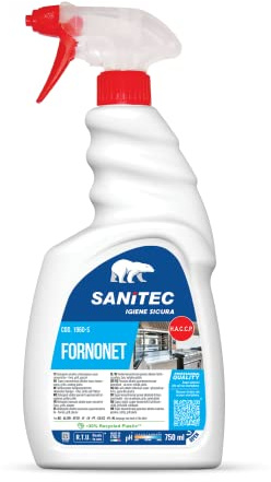 Sanitec Fornonet Alkali Schaumreiniger Super Konzentrat für Öfen, Grill und Platten, schnelle Entfernung von Inkrementen und Kochresten, 100% Made in Italy, Flasche 750 ml