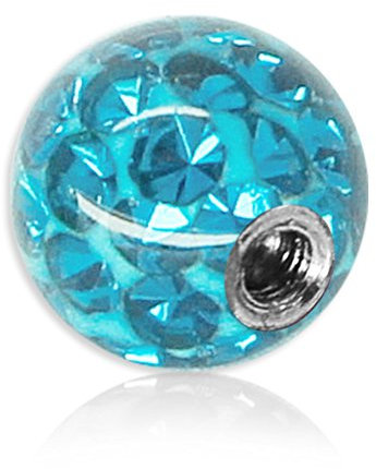 Soul-Cats Piercing Kugel Schraub Ersatzkugel Kristall Gel Epoxy Ferido viele Größen, Farbe:hellblau, Gewinde:1.2 mm, Kugelgröße:3 mm