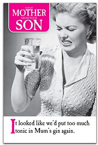 Muttertagskarte mit lustigem Witz im Retro-Design too much tonic in mum's gin