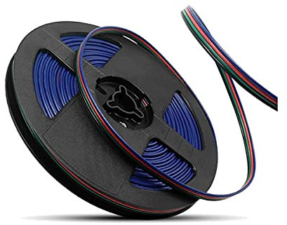 WOWLED 20M 4 Pin Wire Extension Connector Cable Cord, Wire Connector for 3528 5050 RGB LED Strips