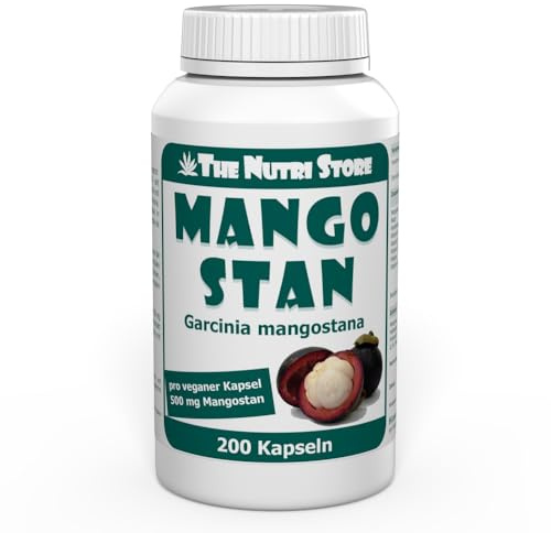 Mangostan Garcinia mangostana 500 mg Kapseln 200 Stk. - Mangosteen Fruchtextrakt mit B-Vitaminen - The Nutri Store - Made in Germany