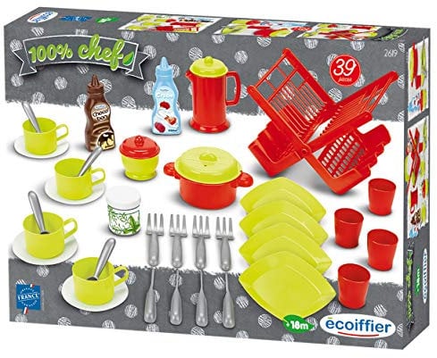Jouets Ecoiffier - 2619 - Accessoires de dînette - 100 % Chef - 39 pièces - Dès 18 mois - Fabriqué en France