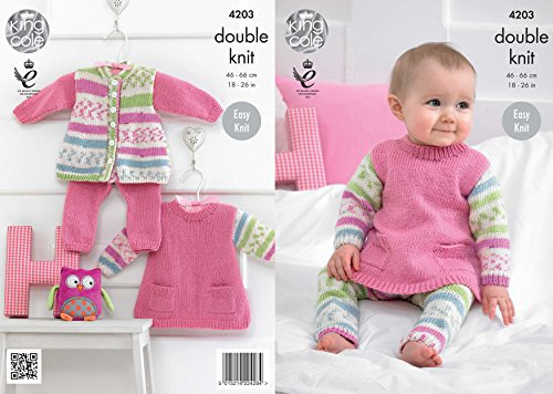 King Cole 4203 Knitting Pattern Tunic Cardigan and Leggings to Knit in Cherish and Cherish DK, 18 - 26