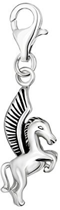 Quiges Charms Anhänger 3D Griechischer Pegasus Versilbert Damen Schmuck für Bettelarmband