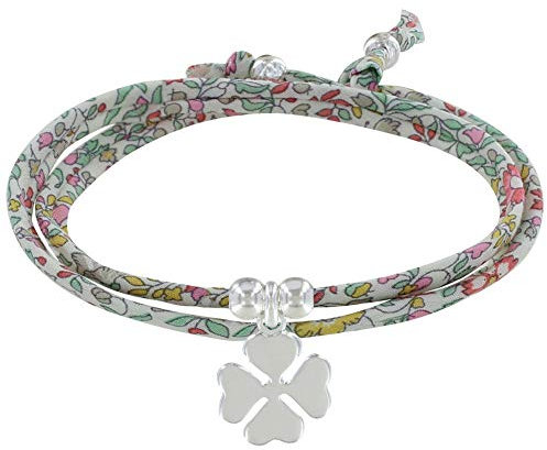 LES POULETTES BIJOUX - Bracelet Double Tour Lien liberty et Trèfle Argent 925 - Classics - Rose