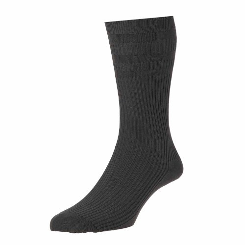 HJ91 Hall MENS SOFTOP No Elastic Cotton Rich Socks 6-11 3pk All Charcoal
