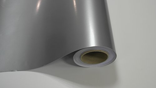 (9,8/m2) Könighaus Silber Glanz Autofolie 100 x 152 cm mit Luftkanälen + Gratis Rakel inkl. Anleitung