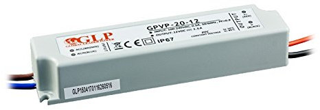 GLP Transformateur LED professionnel avec PFC > 0,9, 12 V DC 2 A 24 W, étanche IP67, variateur antspannung – TBTS, ce, types de protection : Protection contre les courts-circuits, parasurtenseur, les
