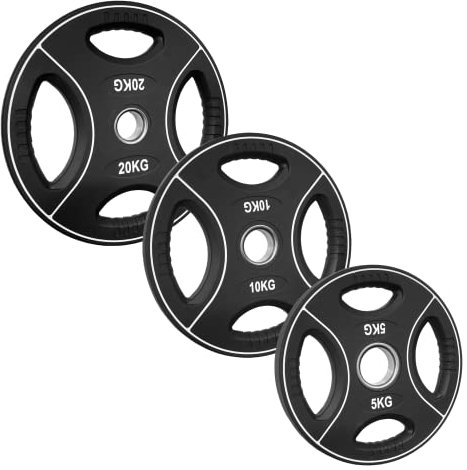 POWER-XTREME Hantelscheibe | Gewichtsscheibe | 50mm | Polyurethan | mit Griffen | Geruchsneutral | Studioqualität (15kg)